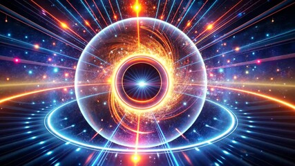 Wall Mural - hypnotic swirling cosmic orb pulsates with vibrant energy, radiating light and motion in a captivati