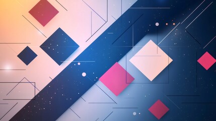 Poster - Abstract geometric background with colorful squares and lines creating dynamic composition