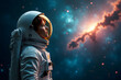 © Gustav - Contemplative astronaut gazing at distant nebula a profound exploration of space humanity's quest for knowledge and cosmic wonders in the vast universe