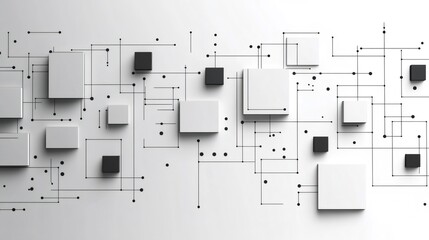 Poster - Abstract technology background connecting white and black cubes