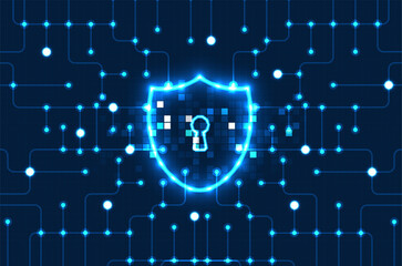 Poster - cyber security concept. personal data security. cyber data or information privacy idea. technology b