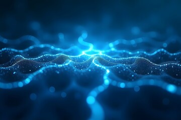 Fototapete - Connection And Web Concept. Digital, Communication And Technology Network Background With Moving Lines And Dots.