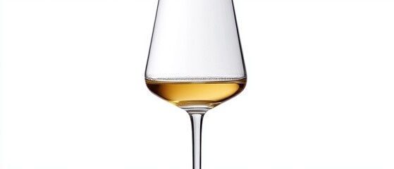 Poster - Elegant glass of golden wine on white background capturing the essence of refined taste and enjoyment in a minimalist style