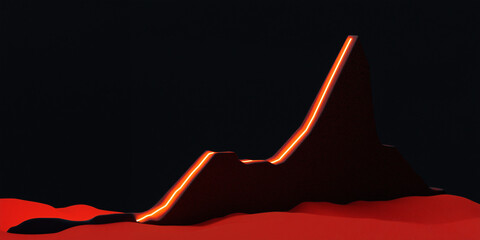Poster - Abstract Mountain Range Silhouette: A striking silhouette of a mountain range, highlighted with vibrant lines against a dark backdrop, creating a bold and artistic composition.