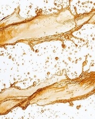 Poster - Dynamic amber liquid splash against a clean white backdrop captures motion and energy for vibrant designs and creative projects
