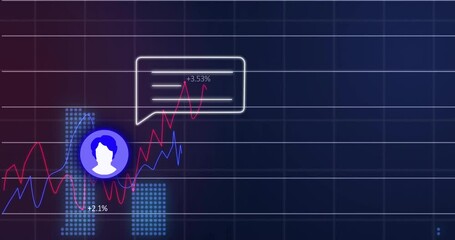 Poster - Analyzing financial data, person viewing fluctuating graphs and percentage indicators