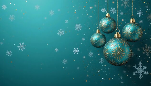Christmas ornaments, teal background