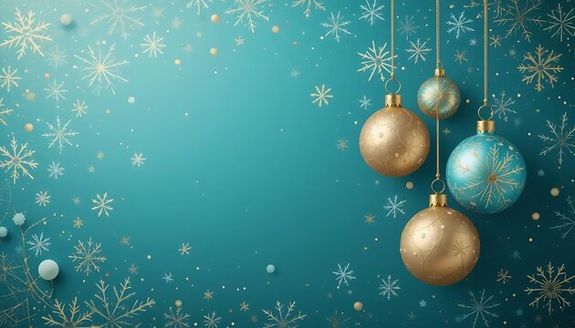 Christmas ornaments, teal background