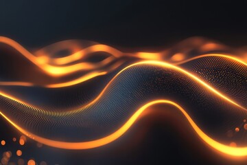 Poster - Abstract visualization of glowing waves with a dark background in futuristic design