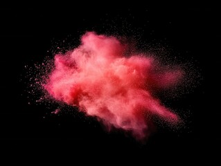 Poster - Explosive pink powder cloud against a stark black backdrop creating a dynamic and vibrant visual impact for abstract design