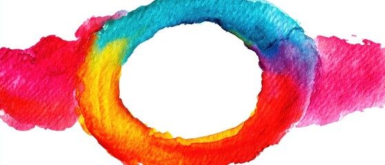 Poster - Vibrant watercolor circle design on white background with soft texture and artistic feel for creative projects