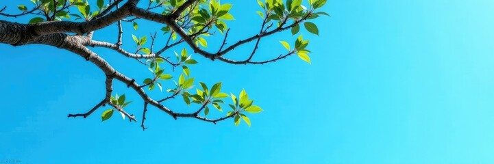 isolated tree branches against a bright blue background, solitude, white