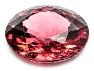 Poster - Radiant rose quartz gemstone with intricate facets and captivating light play on a clean white backdrop for jewelry design