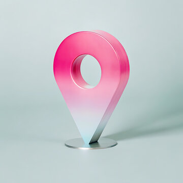 Pink and Blue Gradient Location Pin Minimalist 3D Render