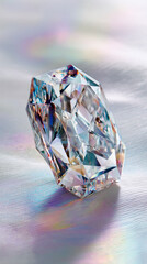 Aufkleber - Close-up of radiant, faceted gemstone on iridescent surface, showcasing brilliance and clarity, representative of luxury, elegance and preciousness