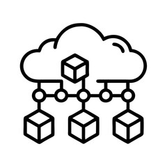 Fototapete - Cloud computing network diagram with connected cubes for data management system