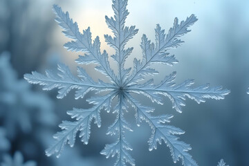 Poster - enchanting frost crystal snowflake detailed closeup reveals intricate patterns formed by ice crystal