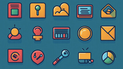 Poster - Vector icon set collection of business and marketing elements for ui design and mobile app development