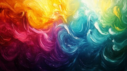 Poster - Abstract colorful swirls painting, vibrant hues, dynamic texture, art background.