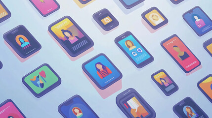 Poster - Mobile app development ui ux design concept for social media networking and communication technology