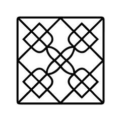 Poster - Abstract geometric pattern design square tile with floral and diamond elements art