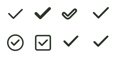 Poster - Check mark icons set: diverse linear styles