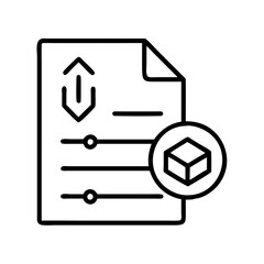 Poster - file settings configuration options document with cube and sliders vector icon