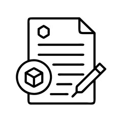 Poster - Technical drawing document with pencil and cube icon for engineering design plan