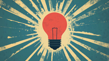 Poster - Red lightbulb idea creativity innovation inspiration concept design graphic art illustration vector art