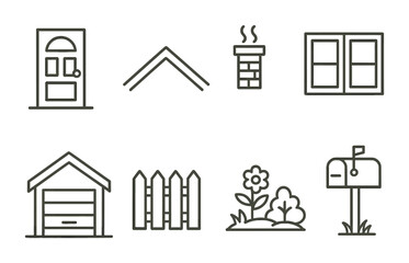 Aufkleber - home and garden icon set: essential linear icons for your home design projects