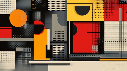 Poster - Abstract Geometric Composition in Vibrant Hues