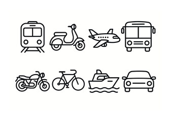 Poster - Transportation icons set: linear style for modern design projects