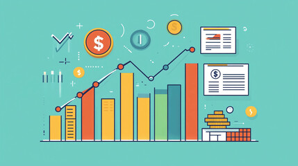 Poster - Financial growth chart analysis and investment strategy for business success and market trends data