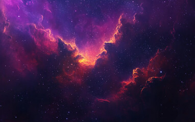 beautiful purple and orange sky with many stars