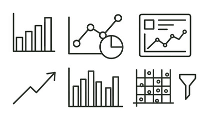 Poster - Linear business analytics icons set – charts, graphs, data visualization tools