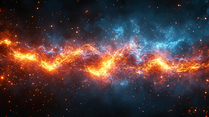 Poster - Fire and ice galaxy nebula cosmic background wallpaper space art celestial abstract digital illustration