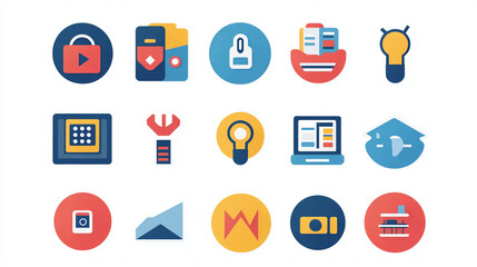 Poster - Flat design icons set for business and technology applications vector illustration design elements pack
