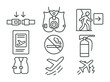 © Coosh448 - Aviation safety linear icon set: travel, instruction, and emergency symbols