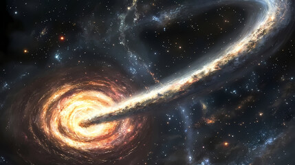 Wall Mural - a galaxy being devoured. devoured light. illustration