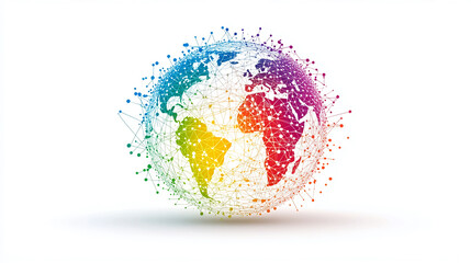 Poster - Colorful global network connection world map technology digital communication concept design vector