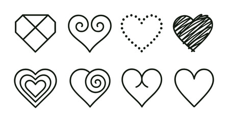 Poster - Elegant linear heart icons set for love and valentine’s day designs