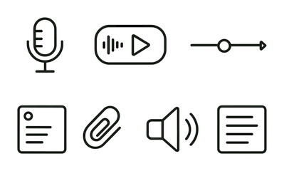 Poster - Minimalist linear media and communication icons set for digital applications