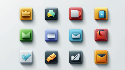 Fototapete - Collection of colorful application icons for mobile app development and user interface design elements set design