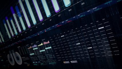 Poster - Dynamic data visuals for business info graphics, animated charts, and data-driven insights for a business meeting mock-up. Explore the world of trading, stock exchanges, and crypto