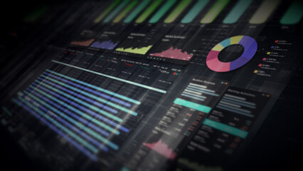 Leinwandbilder - Dynamic data visuals for business info graphics, animated charts, and data-driven insights for a business meeting mock-up. Explore the world of trading, stock exchanges, and crypto