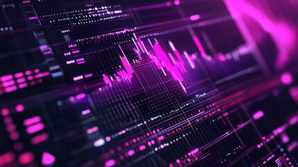 Poster - Purple stock market data analytics chart financial analysis business technology background abstract design