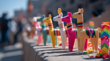 Poster - Inti raymi festival colorful llama souvenirs & peruvian culture