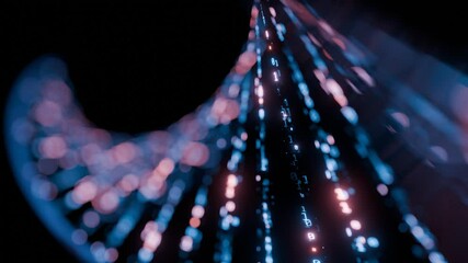 Poster - Seamless loop. Futuristic Digital DNA Strand with Glowing Binary Code in Blue and Pink Hues Representing Genetic Data and Advanced Biotechnology Concepts. Technology background