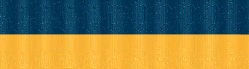 Fototapete - Panorama Yellow and Blue Background,Hi-tech Digital and Ai Concept design,Free Space For text in put,Vector illustration.
