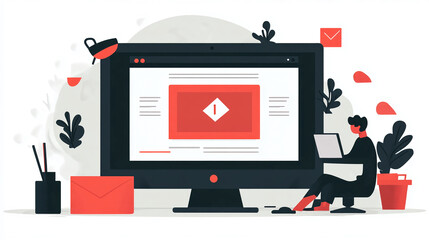 Fototapete - Computer user interface design illustration for website and application development and marketing online work